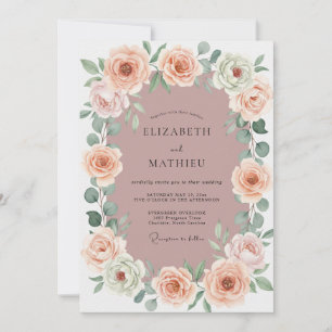Staubige Rose Romantischer Blumenkranz Hochzeit Einladung