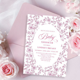Staubige Rose Rosenmuster Rosa Baby Shower Einladu Einladung