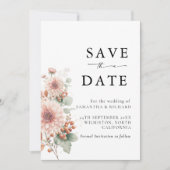 Staubige Rose Röte Blumenhochzeit Save The Date (Vorderseite)