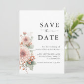 Staubige Rose Röte Blumenhochzeit Save The Date (Stehend Vorderseite)