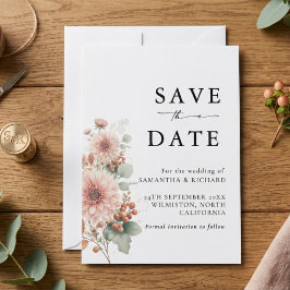 Staubige Rose Röte Blumenhochzeit Save The Date