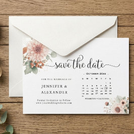 Staubige Rose Röte Blumenkalender Weiße Hochzeit Save The Date