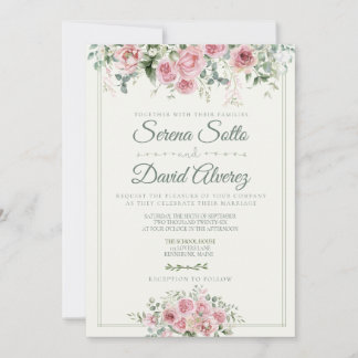 Staubige Rose & Salbei Florale Hochzeitseinladung Einladung