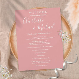 Staubige Rose Schrift Hochzeitswochenende-Programm Einladung