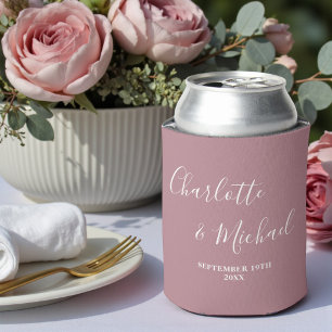 Staubige Rose Schrift Moderne Trendige Hochzeit Dosenkühler