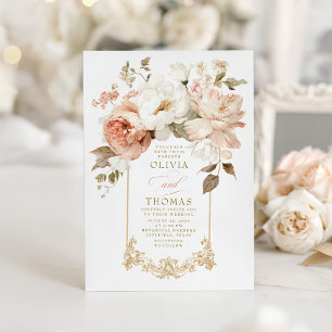 Staubige Rose und erdige botanische Hochzeit Einladung