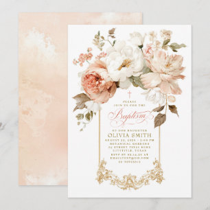 Staubige Rose und erdige botanische Taufe Einladung