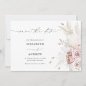 Staubige Rose und errötende Blumen zur Vorabankünd Save The Date (Vorderseite)