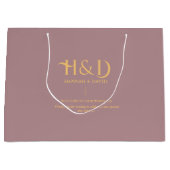 Staubige Rose- und Gold-Monogramm-Hochzeits-Willko Große Geschenktüte (Vorderseite)