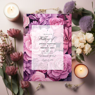 Staubige Rose und Mauve Blumenhochzeit Einladung