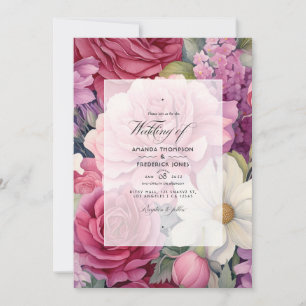 Staubige Rose und Salbei Florale Hochzeit Einladung