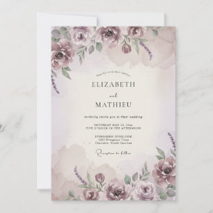Staubige Rose Verzaubernde Botanische Hochzeit Einladung