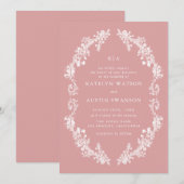 staubige Rose Vintage Blumenhochzeit Einladung (Vorne/Hinten)