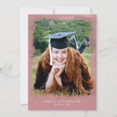 Staubige Rose Watercolor-Foto-Abschlussfeier Einladung (Vorderseite)