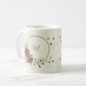 staubige Rose, weiße Blume Kaffeetasse (Vorderseite Links)