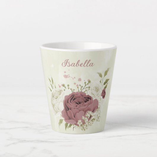 staubige Rose, weiße Blume Milchtasse (Vorderseite)