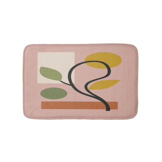 Staubige Rose Zeitgenössische Geometrie  Badematte (Vorderseite)