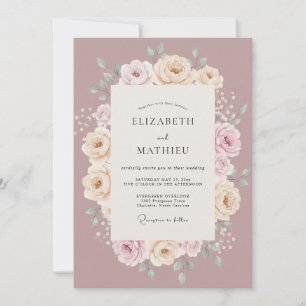 Staubige Rosen-Ätherische Blumige Hochzeit Einladung