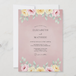 Staubige Rosen Ätherische Botanische Hochzeit Einladung