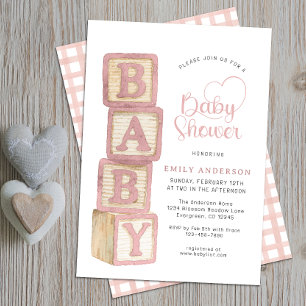 Staubige Rosen-Baby-Blöcke-Baby-Shower-Cottage1 Gi Einladung