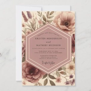 Staubige Rosen-Blumen-Hochzeit im Whimsy-Stil Einladung