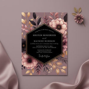 Staubige Rosen-Blüten-Verzauberung Hochzeit Einladung