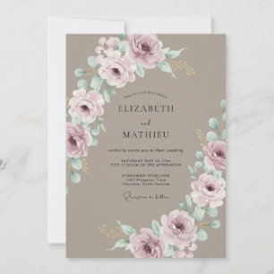 Staubige Rosen-Botanische Blüten-Hochzeit Einladung