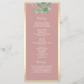 Staubige Rosen Botanische Hochzeitsprogrammkarte Programm (Rückseite)