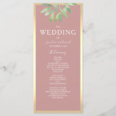 Staubige Rosen Botanische Hochzeitsprogrammkarte Programm (Vorderseite)