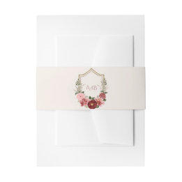 Staubige Rosen-Burgunder-Blumen-Hochzeits-Monogram Einladungsbanderole