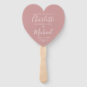 Staubige Rosen-Chic-Hochzeitsprogramm Herz-Hand-Fä Fächer (Vorderseite)