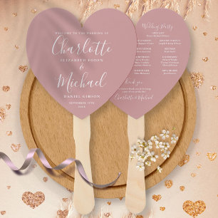 Staubige Rosen-Chic-Hochzeitsprogramm Herz-Hand-Fä Fächer