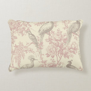 Staubige Rosen-Chinoiserie-Pfau-Vogelwelt-Blumen-T Dekokissen