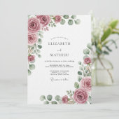 Staubige Rosen-Ethereal-Flora-Hochzeit Einladung (Stehend Vorderseite)