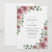 Staubige Rosen-Ethereal-Flora-Hochzeit Einladung (Vorne/Hinten)