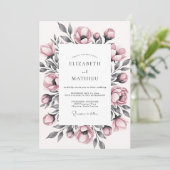 Staubige Rosen Florale Romantische Hochzeit Einladung (Stehend Vorderseite)