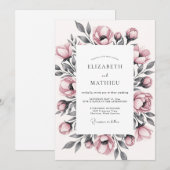 Staubige Rosen Florale Romantische Hochzeit Einladung (Vorne/Hinten)