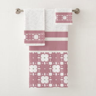 Staubige Rosen geometrisches Blumenmuster geprägte Badhandtuch Set