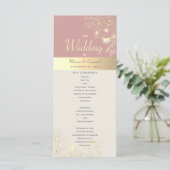 Staubige Rosen-Gold-Blumenhochzeit Programm (Stehend Vorderseite)