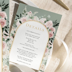 Staubige Rosen-Gold-Bogen-Sage-Einfache Hochzeitsd Begleitkarte