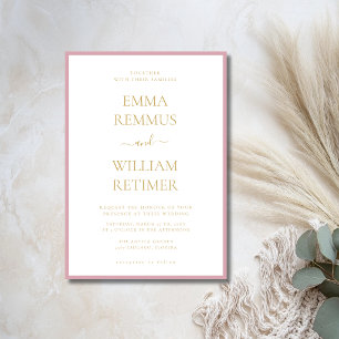 Staubige Rosen-Gold-Texte Old Money Black Tie-Hoch Einladung