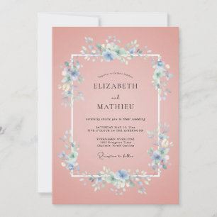 Staubige Rosen-Graceful-Floral-Hochzeit Einladung