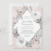 Staubige Rosen-graue Blumenspitze-erste heilige Einladung (Vorderseite)