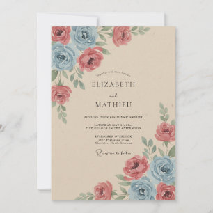 Staubige Rosen Künstlerische Rustikale Hochzeit Einladung
