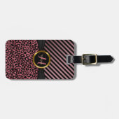 Staubige Rosen-Leopard-Haut und Streifen - Gepäckanhänger (Vorderseite horizontal)