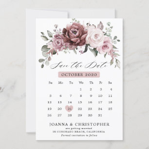 Staubige Rosen-Pfirsich-Blüten-Hochzeit Termin mer Save The Date