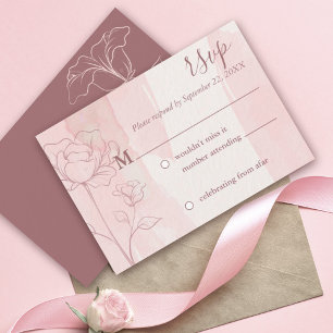 Staubige Rosen-Pink Botanische Hochzeit RSVP Karte