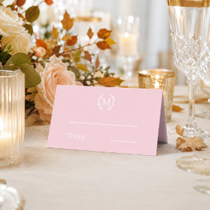 Staubige Rosen-Pink monogrammierte Girlande Platzkarte