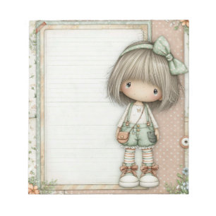 Staubige Rosen-Sage-Grün-Aschblond Vintage-Blumen Notizblock