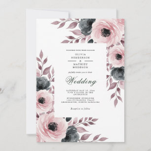 Staubige Rosen-Schwermütige Blumenhochzeit Einladung